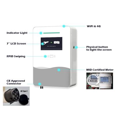 China 7 KW AC Home EV Charging Stations 32A Wall Mount Type 2 - Car Electric Charging EV Car Charger Wallbox 7