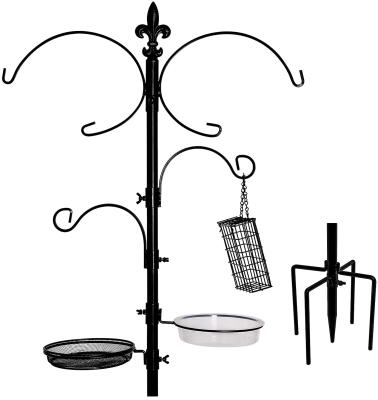 China Country Bird Station Kit Wild Bird Feeder Hanging Feeding Kit For Bird Bath Planter Hanger 5 Fork Black for sale