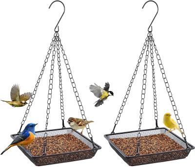 China Country Bird Feeder Tray Metal Mesh Hanging Tray Feeder Food Hanging Platform For Bird Feeders Fit 2 Packs for sale