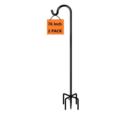 China Coastal Adjustable Shepherd Hook With 5 Forks 76 Inch - Outdoor Garden Tall Pole For Hanging Bird Feeders Plant Baskets Black for sale