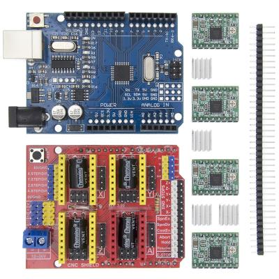 China Computer DIY KIT CNC Shield Expansion Board For 3D Printer + 4 x A4988 Stepper Motor Driver With Heatsink + UNO R3 DIY for sale