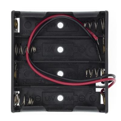 China Computer Standard Size AA/18650 Battery Holder Box Case Plastic Black With Wire Lead 3.7V/1.5V Clip for sale