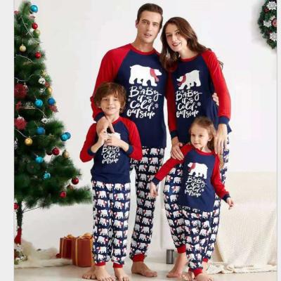 China Breathable Christmas parent-child home clothes use pajamas printed family parent-child long-sleeved suit for sale