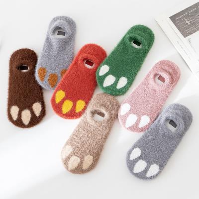 China Hot Sale Antibacterial Paw Fuzzy Slipper Socks super soft animal cute for teen girls and lady for sale