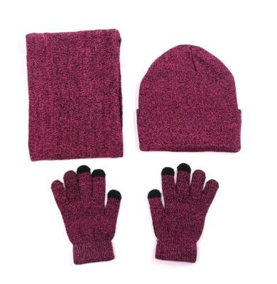 China JOINT Knitted Beanie Scarf Set Custom Logo Winter Gloves Scarf Set For Adults And Kids for sale