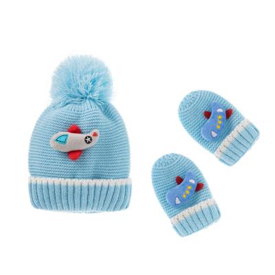 China Winter COMMON Cute Earflap Hat For Baby Custom Logo Thick Beanie Hats Gloves Set For Kids for sale