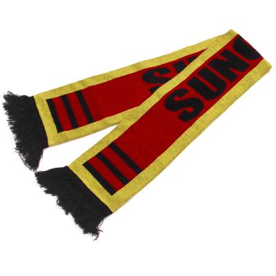 China High quality long double side neck fan custom knitted football knitted soccer football scarf custom black red soccer scarves for sale