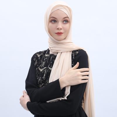 China Breathable Thick Solid Color Chiffon Muslim Hijab Pins Long Wrap Headband Hijab Scarf Chiffon for sale