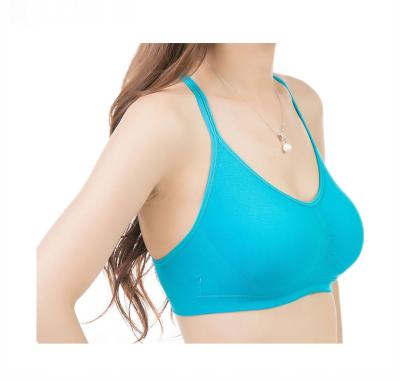 China Antibacterial Women Fitness Candy Color Tight Sports Seamless Bra With Cross Back for sale