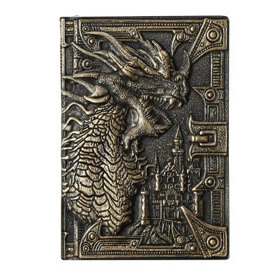 China Leather Journal Beautiful Dragon Pattern Vintage Leather Notebook Handmade Hardcover Vintage for sale