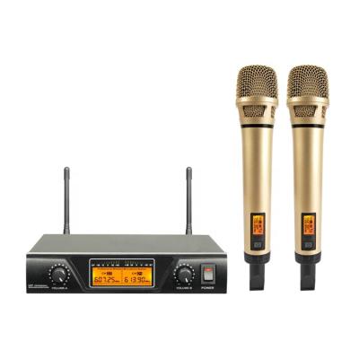 China K9 Professional Handheld Microphone UHF Wireless Microphone With 2 Mics 2 Channels Good For KTV Microphone for sale