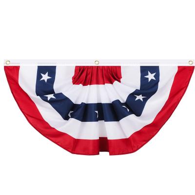 China Polyester 4th of July Pleated Fan Flags Decorations Patriot American Flag Banner USA Independence Day Bunting Memorial Day Labor Day for sale