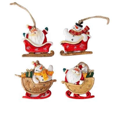 China Christmas Tree Resin Christmas Hanging Decoration Santa Figurine Snowman Ornament Christmas Europe New Year Gift Christmas Resin for sale