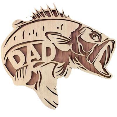 China / Wholesale Sea Wood Bass Fish Sign Father's Day Gift For Grandpa Papa Uncle Dad for sale