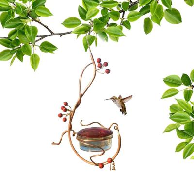 China Yard Garden Metal Hummingbird Bird Feeder Backyard Tree Berries Automatic Outdoor Red Hummingbird Feeder Hanging Metal Hummingbird Bird Feeder for sale