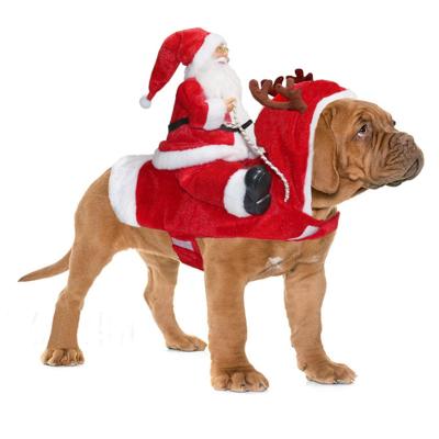 China Santa Dog Costume Christmas Pet Stocked Clothes Santa Riding Pet Cosplay Party Dress Up Costumes Dogs Outfit For Dogs Cats Christmas for sale