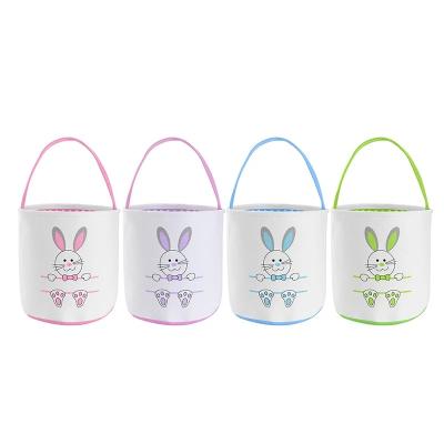 China Hot Sale Cotton 2022 Easter Bunny Bucket Canvas Eggs Hunting Handbag Easter Bunny Ears Basket Kids Gift Decoration for Easter Baskets for sale