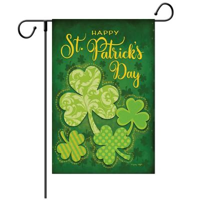 China Anyone 2022 Outdoor St Patrick's Day Garden Banner Yard Flag Banner Double Sided Home Lawn Flags Decoration Double Shamrock Irish Welcoming Flag for sale