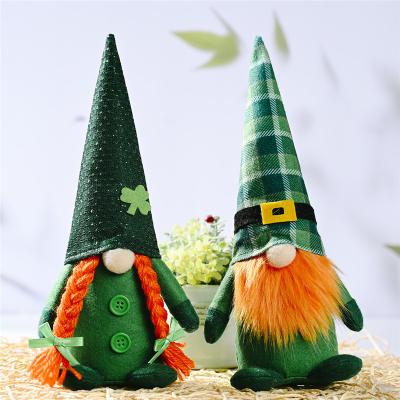 China 2022 St Patricks Day Irish St Patrick's Day Decorations Plaid Check Green Elf Decor Gnome Plush St Patricks Day Home Table Gnome Ornament Easter Holiday Party Decorations for sale