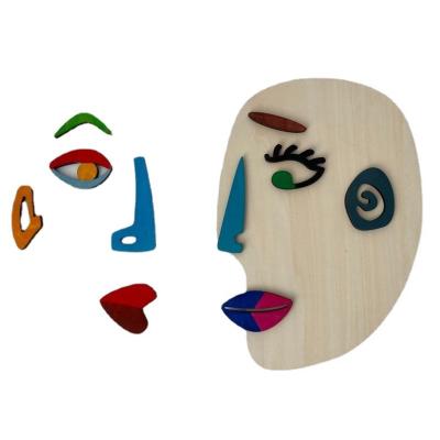 China Creative Face Puzzle Cartoon Face Changing Toys Building Blocks For Jigsaw Children Jigsaw Puzzle Children's Family Toy Educational Wood Board Wooden Puzzles for sale