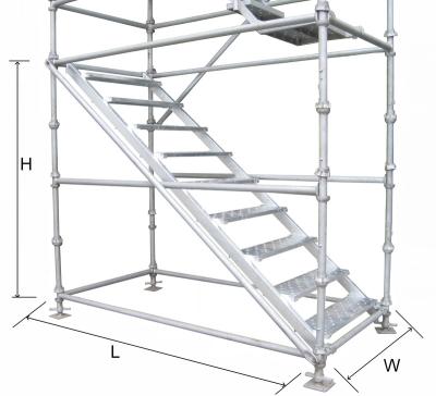 China Traditional Galvanized Ladder Scaffolding System Hot Dip Scaffolding Stair Unit Cup Lock Stringer Stair For Working Platform for sale