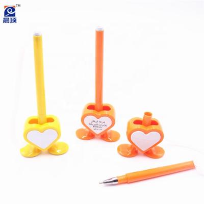 China Advertising Logo Promotional Pen Desk Stand Counter Pen Stick Table Plastic Ball Pen for sale