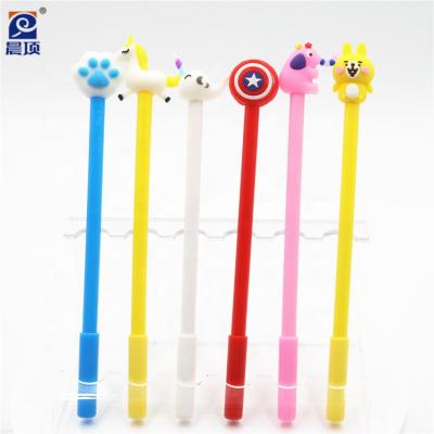 China Promotional Cute Cartoon Design Cartoon OEM Gift Pen Soft PVC Plastic Pen With Logo Custom Ballpoint Pen for sale