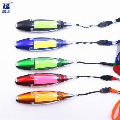 China Promotional Multi-Funcation Pen Sticker LED Light Paper Ball Pens With Lanyard for sale