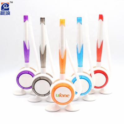 China Promotional Custom Logo Advertising Pen Promo Pen Desk Counter Stand Pen Stick Table Plastic Ball Pen for sale