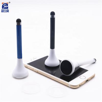 China Promotional Custom Logo Promotional Pen Bank Desktop Stand Counter Stylus Plastic Stylus Pen with Screen Cleaner for sale