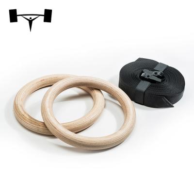 China Eco - Friendly Wooden Gym Rings , Fitness Gym Rings With Flexible Loops for sale