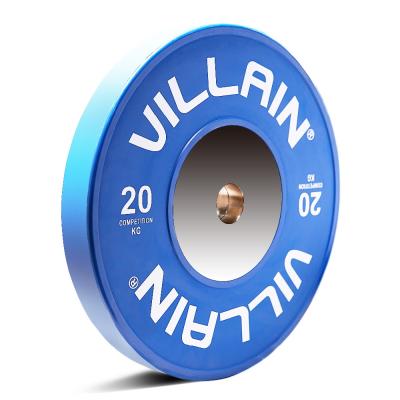 China Custom Printed Weight Lifting Plates 20KG/45LB Blue Virgin Rubber Bumper Plate for sale