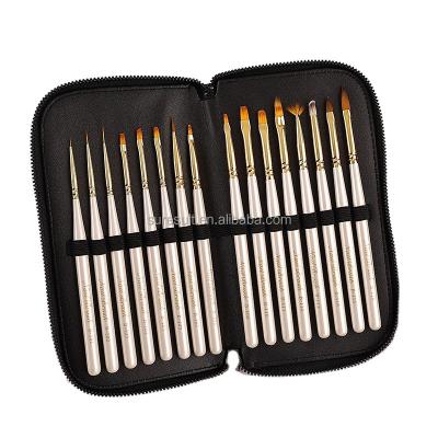 China Gold Nail Art Brush Set of NAIL Pearl White Stoving Polish 16 Pcs with OEM Logo Customized Handbag Manicure Tools for sale