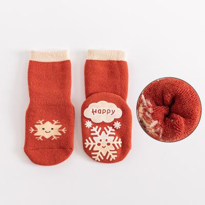 China Wholesale Unisex Combed Cotton Warm Thick Warm Non Slip Cartoon Toddler Infant Winter Terry Socks Newborn And Baby for sale