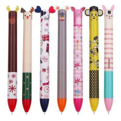 China Promotional Pen Animal Pen Customized Logo 2 In 1 Ball Pen Two Color Pen for sale