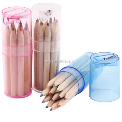 China Promotional Pencil 12pcs Pencil With Logo 3.5 Inch Pencil Sharpener Plastic Pencil Case Natural Set Gift For Kids for sale