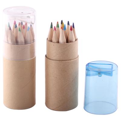 China Promotional Gift 3.5 Inch Colored Pencil Set With Box Colored Pencils Tube Sharpener 12 Colored Pencils Set for sale