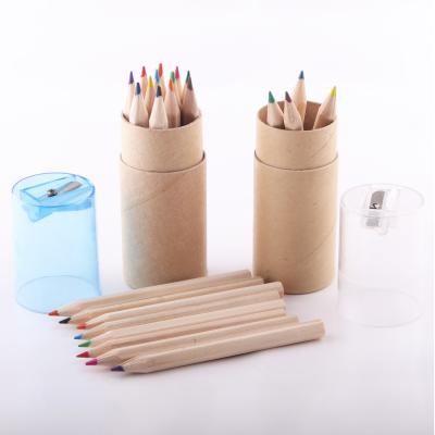 China Promotional Gift 12pcs 3.5 Inch Colored Pencil Set With Box Colored Pencils Tube Sharpener 12 Colored Pencils Set for sale