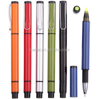 China Promotional Pen Customized 2 logo in 1 highlighter bar ballpoint pen and for sale