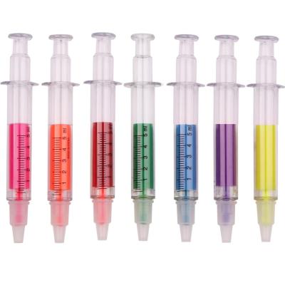 China Promotional Markers & High Quality Plastic Highlighter Bars Syringe Highlighter Pen for sale