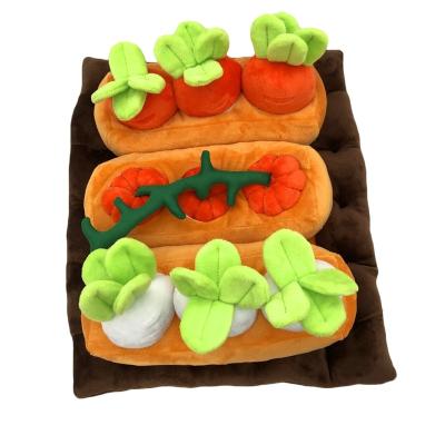 China Puppy Chew Toy Fruit Vegetable Squeak Toys Viable Animal Toys For Pet Radish for sale