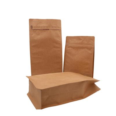 China Custom Printed Coffee Stand Up Kraft Paper Food Pouch Packaging Bag Coffee Flat Bottom Bags With Zipper for sale