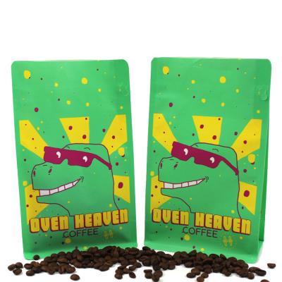 China Custom Recyclable Plastic Coffee Flat Bottom Flat Bottom Coffee Packaging Bag With Valve for sale