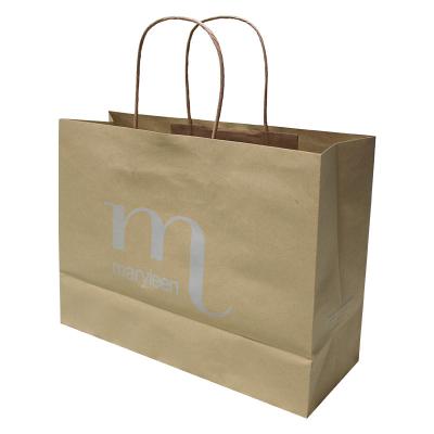 China Recycled Materials Customized Gift Bags Reusable Kraft Brown Newsagent Bags With Shop Store Tote Bag for sale