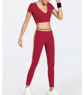 China Breathable OEM RPET Recycled Fabric Athleisure Women's Apparel Yoga Sports And Leisure Wear Two Piece Set for sale