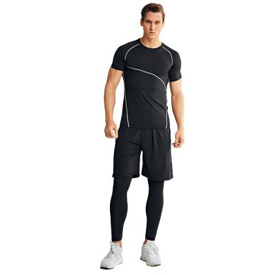 China Breathable 3Pcs Set Men Compression Wear Base Layer Gym Fitness High Quality Yoga Wear Active Set for sale