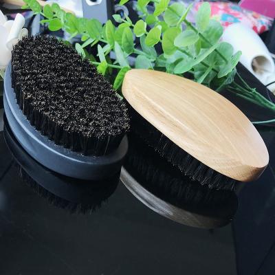 China Wholesale Healthy Eco-friendly Cheap Curved 100% Natural Boar Hair Beard Brush Wood For Men Beard Care for sale