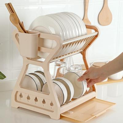 China Dish Stored Drying Rack With Dish Rack Kitchen Countertop Utensil Organizer Storage For Home 2 Tier Light Duty for sale