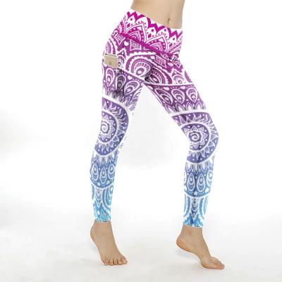 China Factory Direct Supply Sporty Antibacterial Women's Clothing High Waist Printed Tight Paisley Yoga Pants With Pocket Gaiters for sale