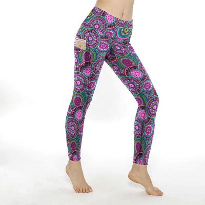 China 2021 Custom Sublimation Sports Fitness Gym Wear Antibacterial Yoga Panties Lift Up Anti Cellulite Paisley High Waist Gaiters With Pockets for sale